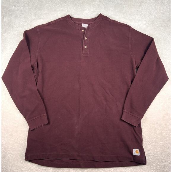Carhartt Other - Carhartt Shirt Mens Sz XL Maroon Waffle Knit Henley Thermal Heavyweight Work